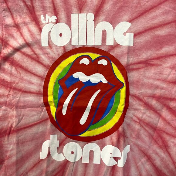 The Rolling Stones Hot Lips Red Tie Dye Tshirt size Small - Picture 2 of 5